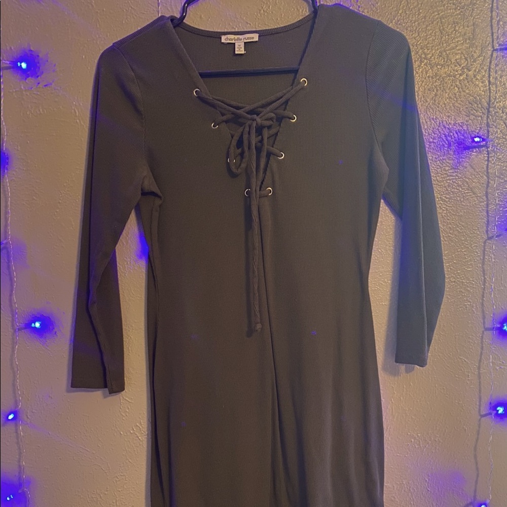 Deep Green Dress Mid Thigh Length